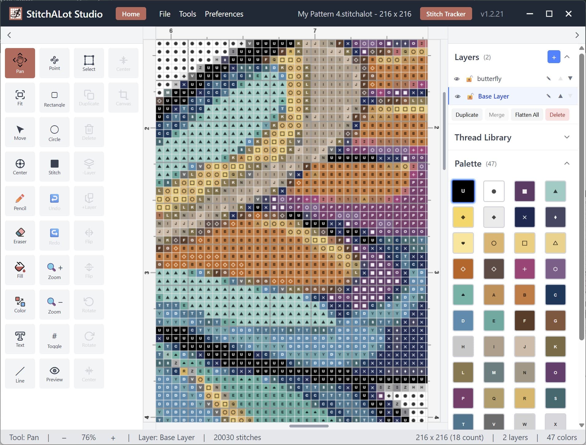 Feature-rich needlepoint pattern design tools in StitchAlot Studio
